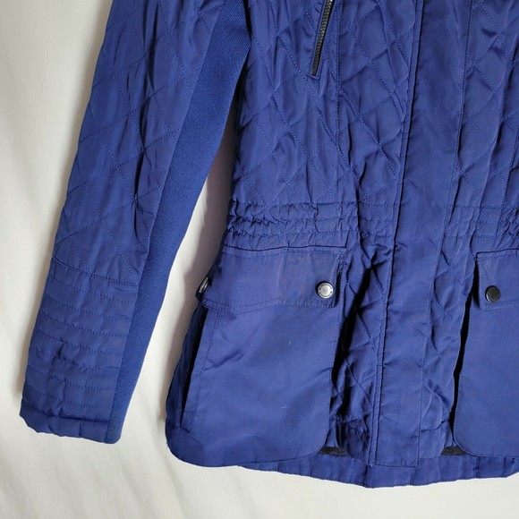 BCBGeneration Women's Quilted Hoodie Jacket Size Small Royal Blue Fully Zipped - Picture 4 of 8